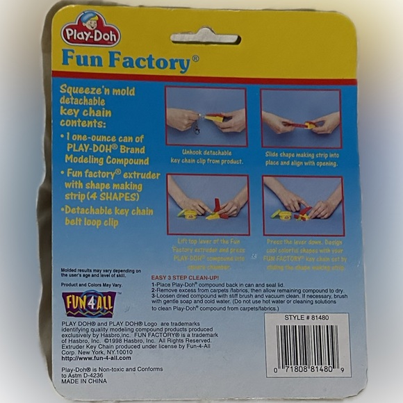 VTG 1998 HASBRO PURPLE PLAY DOH FUN FACTORY KEYCHAIN MINIATURE SHAPE MAKER TOY - Picture 4 of 4
